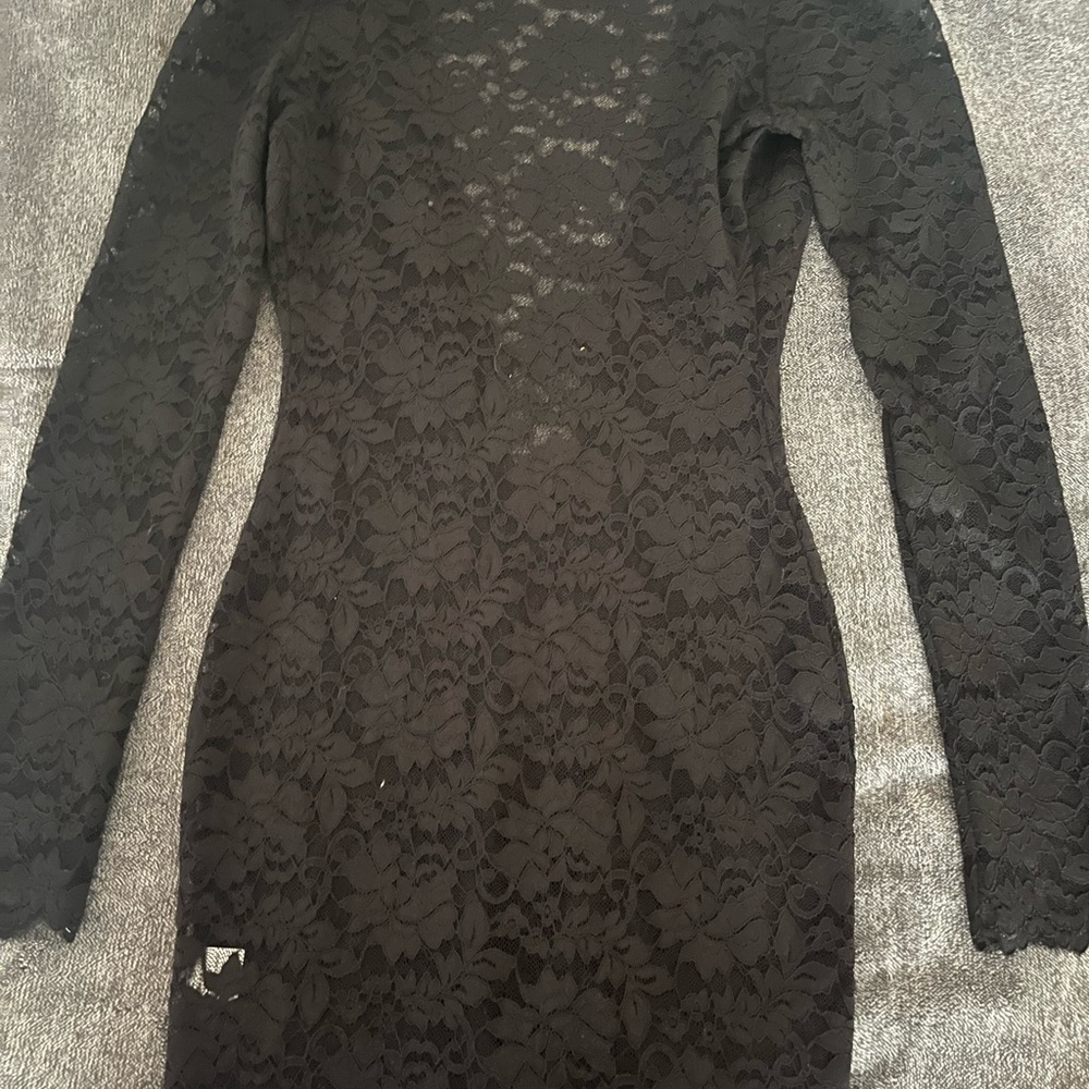Superdown Black Lace Long Sleeve Dress